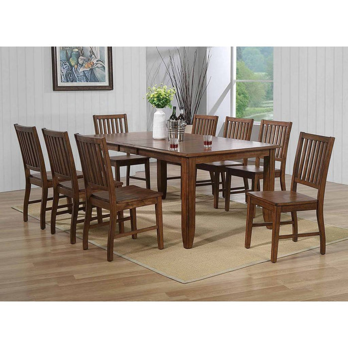 Sunset Trading Simply Brook 9 Piece 72" Rectangular Extendable Table Dining Set | 8 Slat Back Chairs| Amish Brown | Seats 8 DLU-BR4272-C60-AM9PC