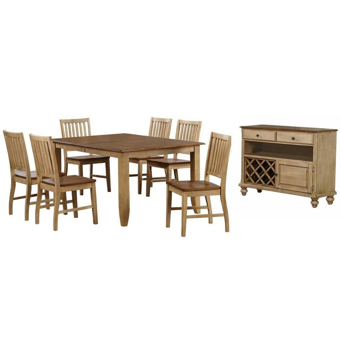 Sunset Trading Brook 8 Piece 72" Rectangular Extendable Table Dining Set with Server | Seats 8 DLU-BR4272-C60-SRPW8PC