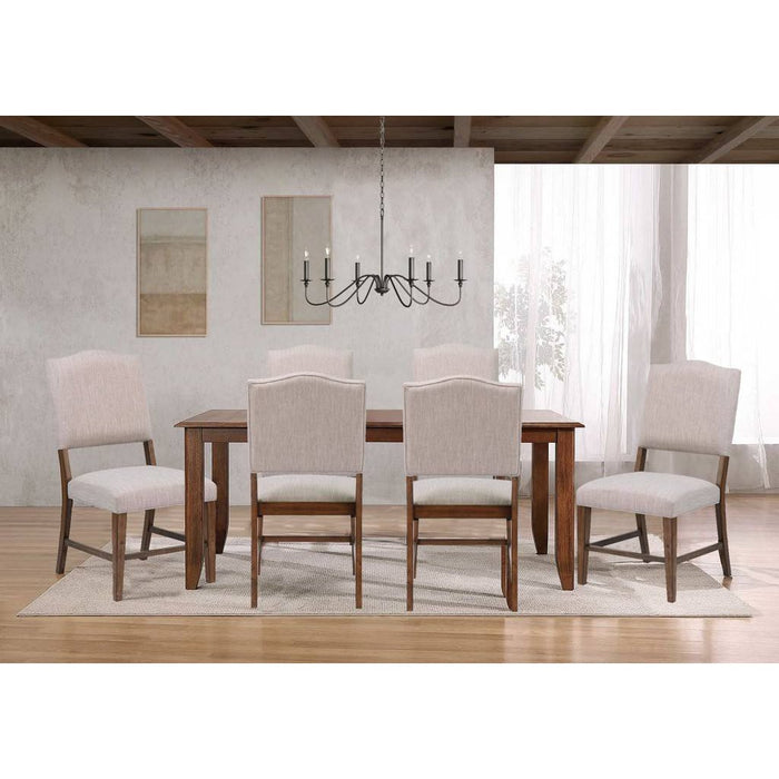 Sunset Trading Simply Brook 7 Piece 72" Rectangular Extendable Table Dining Set | 6 Upholstered Performance Fabric Chairs | Amish Brown | Seats 8 DLU-BR4272-C85-AM7P