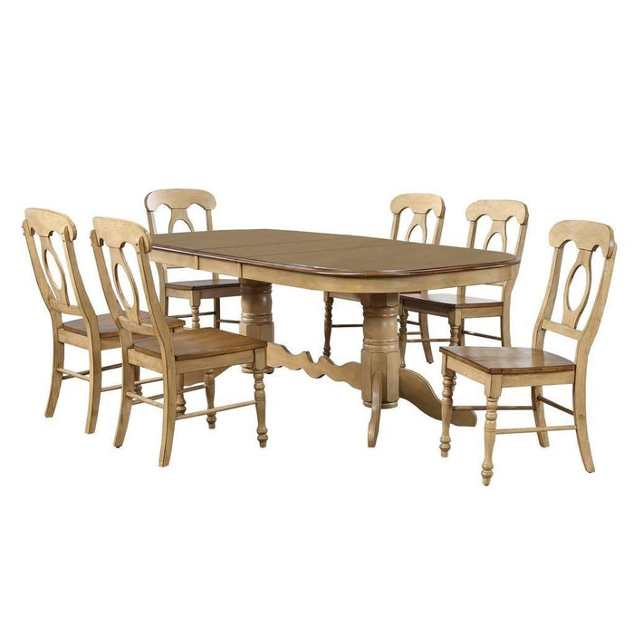 Sunset Trading Brook 7 Piece 96" Oval Extendable Dining Set with Napoleon Chairs | Double Pedestal Table | Seats 10 DLU-BR4296-C50-PW7PC