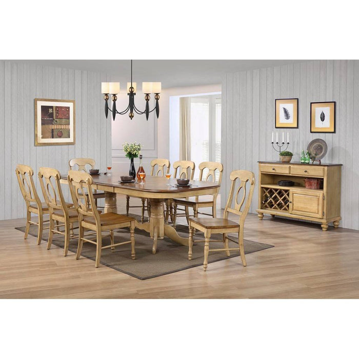 Sunset Trading Brook 10 Piece 96" Oval Extendable Dining Set with Napoleon Chairs | Double Pedestal Table | Server | Seats 10 DLU-BR4296-C50-SRPW10PC