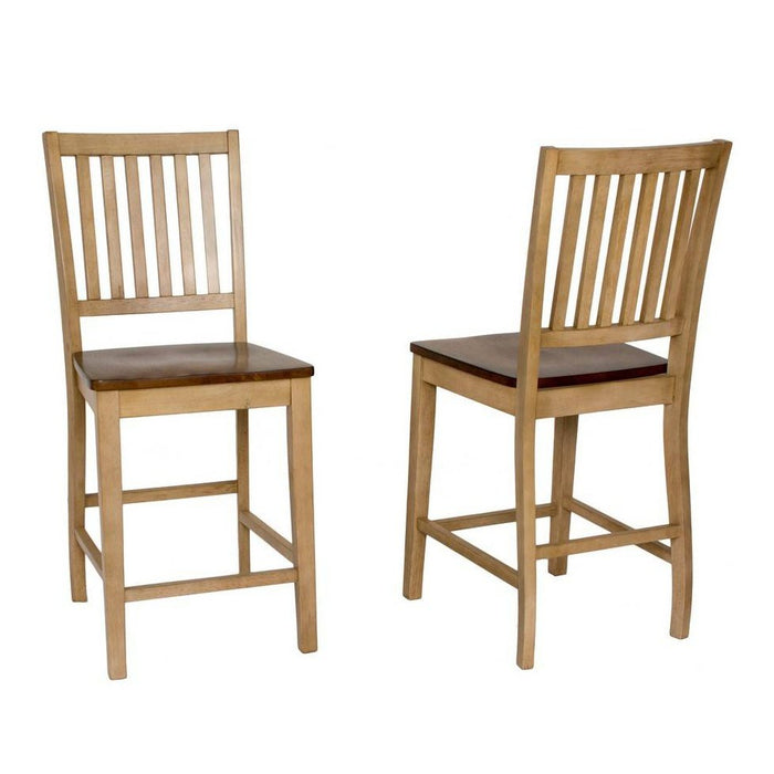 Sunset Trading Brook 5 Piece 48" Square Pub Set with Slat Back Stools | Counter Height Dining Table | Seats 8 DLU-BR4848CB-B60-PW5PC