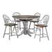 Sunset Trading Country Grove 5 Piece 42" Round to 60" Oval Extendable Pub Table Set | 4 Barstools with Arms | Counter Height Dining | Distressed Gray and Brown Wood | Seats 6 DLU-CG4260CB30AGO5