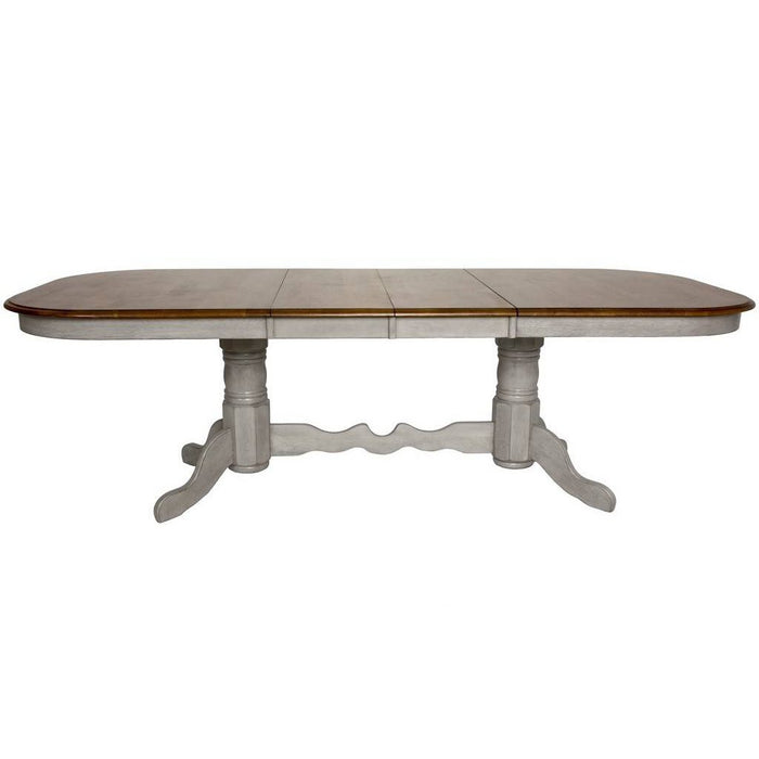 Sunset Trading Country Grove 96" Oval Double Pedestal Extendable Dining Table | Distressed Gray and Brown Wood | Seats 10 DLU-CG4296-GO