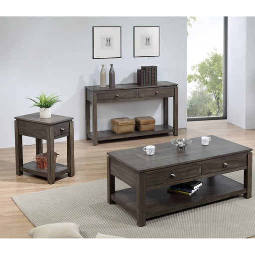 Sunset Trading Shades of Gray 3 Piece Living Room Table Set with Drawers and Shelves DLU-EL1603-04-08