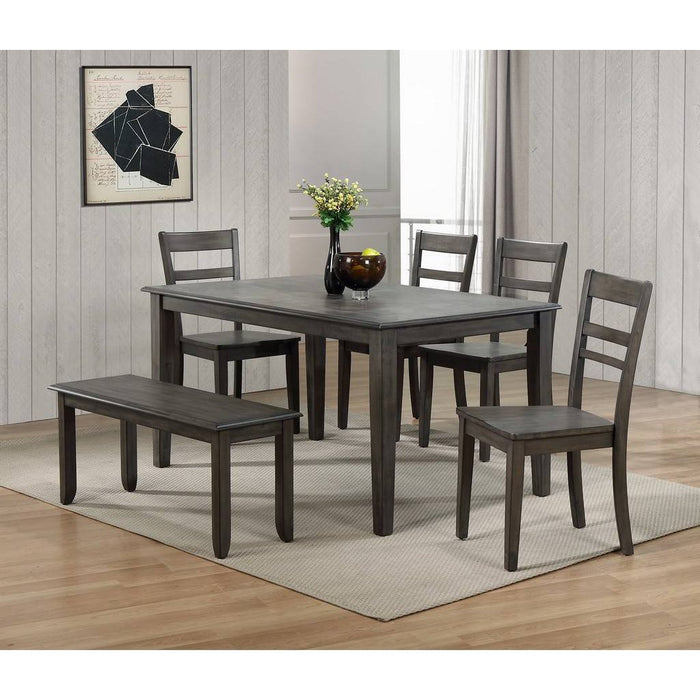 Sunset Trading Shades of Gray 6 Piece 60" Rectangular Dining Table Set | 4 Chairs | Bench | Seats 6 DLU-EL3660-C200-BN6PC