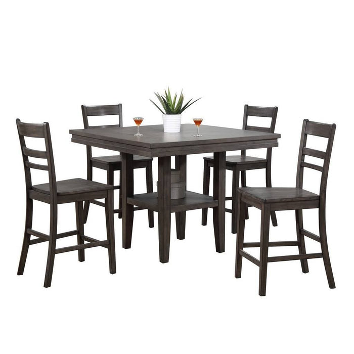Sunset Trading Shades of Gray 5 Piece 45" Square Pub Set | Table with Storage Shelf | Counter Height Dining | Seats 6 DLU-EL4545C-B200-5PC