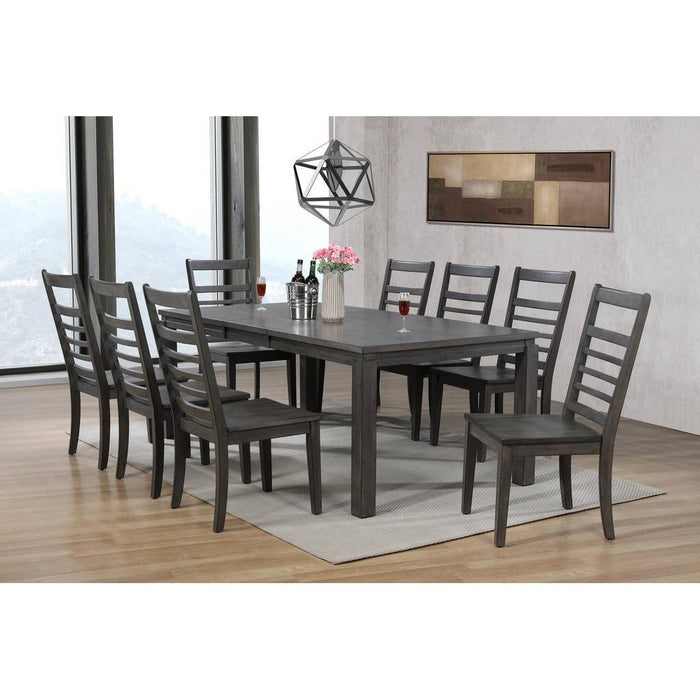 Sunset Trading Shades of Gray 9 Piece 82" Rectangular Extendable Dining Set | Slat Back Chairs | Seats 8 DLU-EL9282-C100-9PC