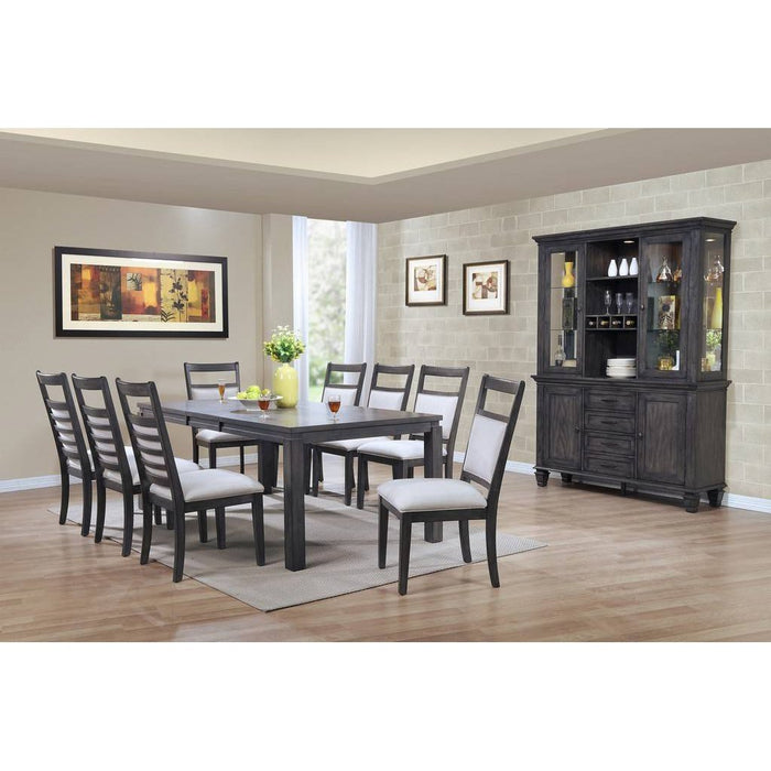 Sunset Trading Shades of Gray 11 Piece 82" Rectangular Extendable Dining Set | Lighted China Cabinet | Upholstered Chairs | Seats 8 DLU-EL9282-C90-BH11PC