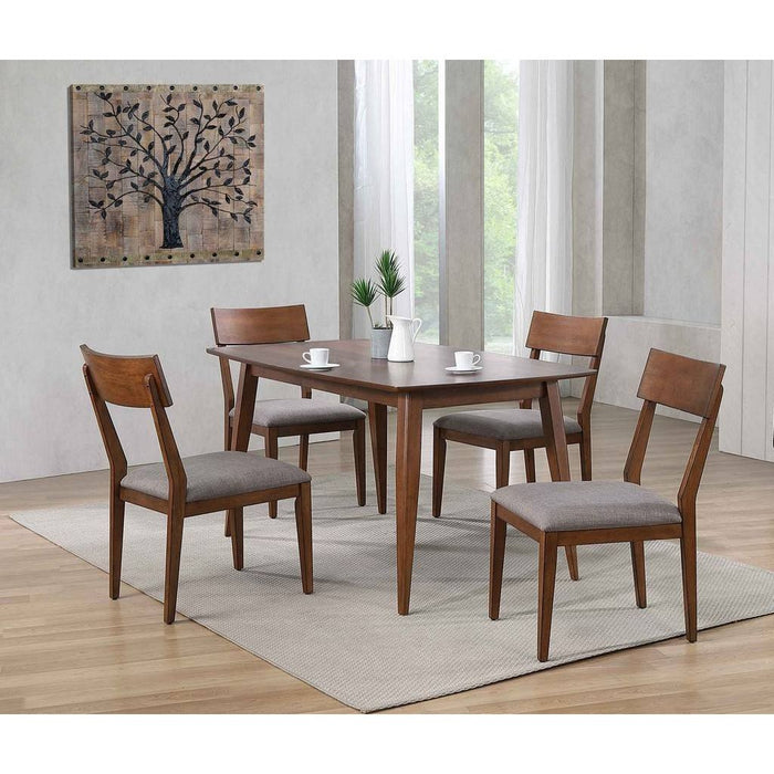 Sunset Trading Mid Century 5 Piece 60" Rectangular Dining Table Set | Padded Performance Fabric Seats | Seats 4, 6 DLU-MC3660-C45-5P