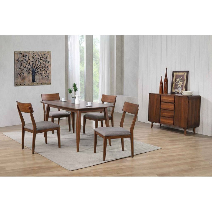 Sunset Trading Mid Century 6 Piece 60" Rectangular Dining Table Set | Padded Performance Fabric Seats | Server | Seats 6 DLU-MC3660-C45-SR6P