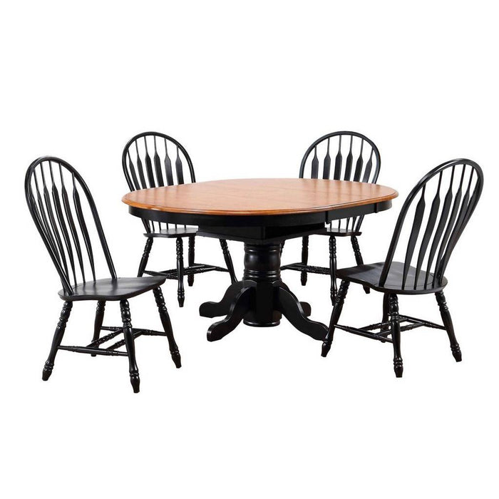 Sunset Trading Black Cherry Selections 5 Piece 66" Oval Extendable Pedestal Dining Set | Butterfly Leaf Table | 4 Comfort Back Chairs | Seats 6 DLU-TBX4266-4130-AB5PC
