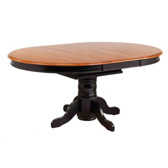 Sunset Trading Black Cherry Selections 5 Piece 48" Round to 66" Oval Extendable Dining Set with 4 Keyhole Windsor Chairs | Butterfly Leaf Pedestal Table | Seats 6 DLU-TBX4866-124S-BCH5PC