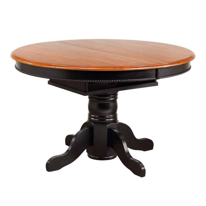 Sunset Trading Black Cherry Selections 5 Piece 48" Round to 66" Oval Extendable Dining Set with 4 Keyhole Windsor Chairs | Butterfly Leaf Pedestal Table | Seats 6 DLU-TBX4866-124S-BCH5PC