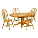 Sunset Trading Oak Selections 5 Piece 48" Round to 66" Oval Extendable Dining Set with 4 Keyhole Windsor Chairs | Butterfly Leaf Pedestal Table | Light Oak | Seats 6 DLU-TBX4866-124S-LO5PC