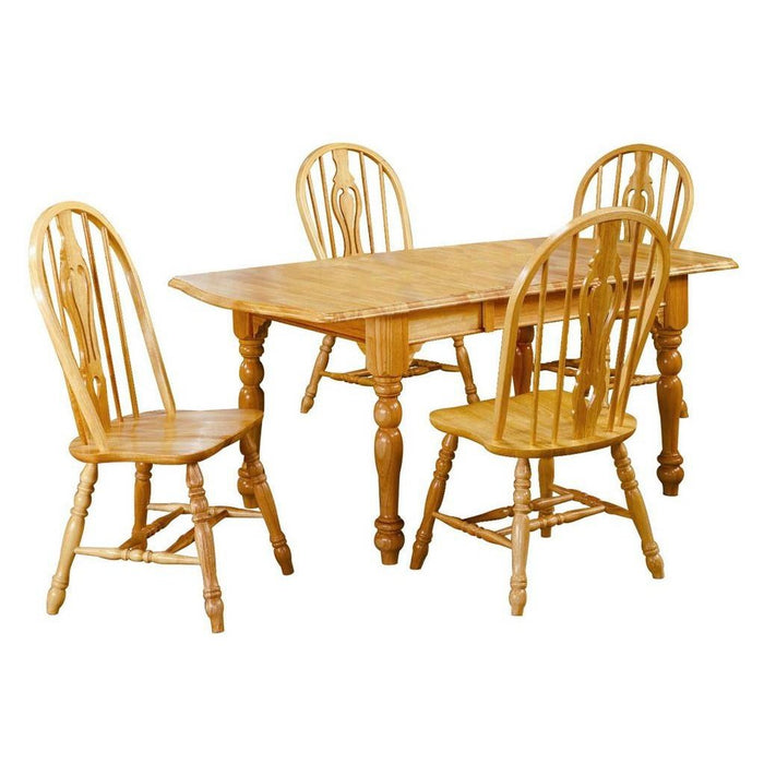 Sunset Trading Oak Selections 5 Piece 72" Rectangular Drop Leaf Extendable Dining Set | Keyhole Windsor Chairs | Seats 8 DLU-TDX3472-124S-LO5PC