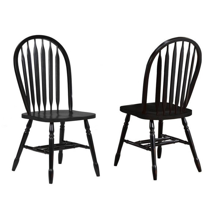 Sunset Trading Black Cherry Selections 5 Piece 72" Rectangular Drop Leaf Extendable Dining Set | Arrowback Windsor Chairs | Antique Black and Cherry | Seats 8 DLU-TDX3472-820-AB5PC
