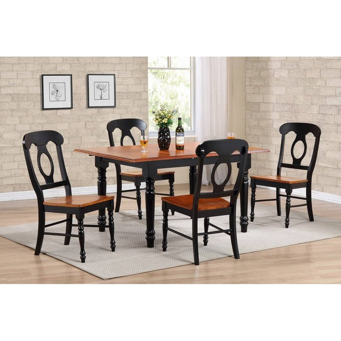 Sunset Trading Selections 5 Piece 48-60" Rectangular Extendable Dining Set | Napoleon Chairs | Butterfly Leaf Table | Cherry/Antique Black Wood | Seats 4, 6 DLU-TLB3660-C50-BCH5PC