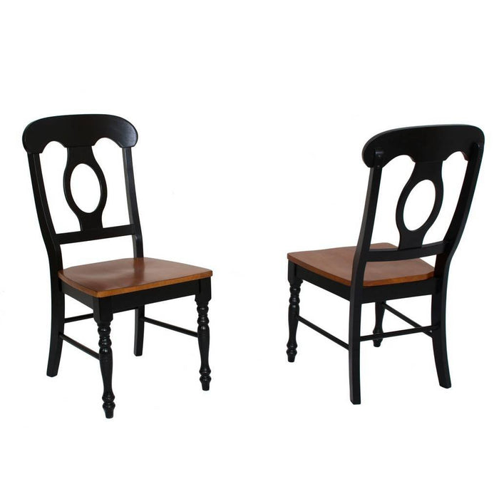 Sunset Trading Selections 5 Piece 48-60" Rectangular Extendable Dining Set | Napoleon Chairs | Butterfly Leaf Table | Cherry/Antique Black Wood | Seats 4, 6 DLU-TLB3660-C50-BCH5PC