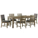 Sunset Trading Saunders 7PC Extendable Dining Table Set | 2 Gray Upholstered Sidechairs | 4 Slat Back Chairs Padded Seats | Brown Acacia Wood ED-D18620TB-2F4S-7P