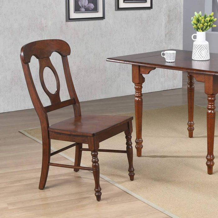 Sunset Trading Andrews 5 Piece 60" Rectangular Extendable Dining Set | Butterfly Leaf Table | Napoleon Chairs | Chestnut Brown Wood | Seats 4, 6 PK-ADW3660-C50-CT5P