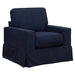 Sunset Trading Americana Box Cushion Slipcovered Chair and Ottoman Set | Stain Resistant Performance Fabric | Navy Blue SU-108520-30-391049