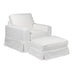 Sunset Trading Americana Box Cushion Slipcovered Chair and Ottoman | Stain Resistant Performance Fabric | White SU-108520-30-391081