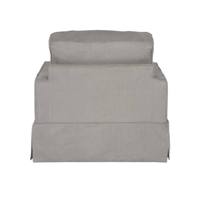 Sunset Trading Americana Box Cushion Slipcovered Chair and Ottoman | Stain Resistant Performance Fabric | Gray SU-108520-30-391094
