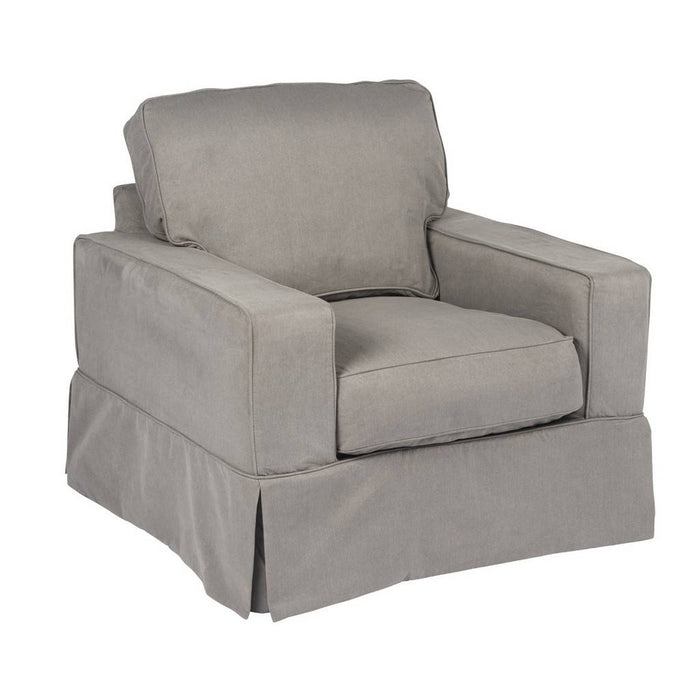 Sunset Trading Americana Box Cushion Slipcovered Chair | Stain Resistant Performance Fabric | Gray SU-108520-391094