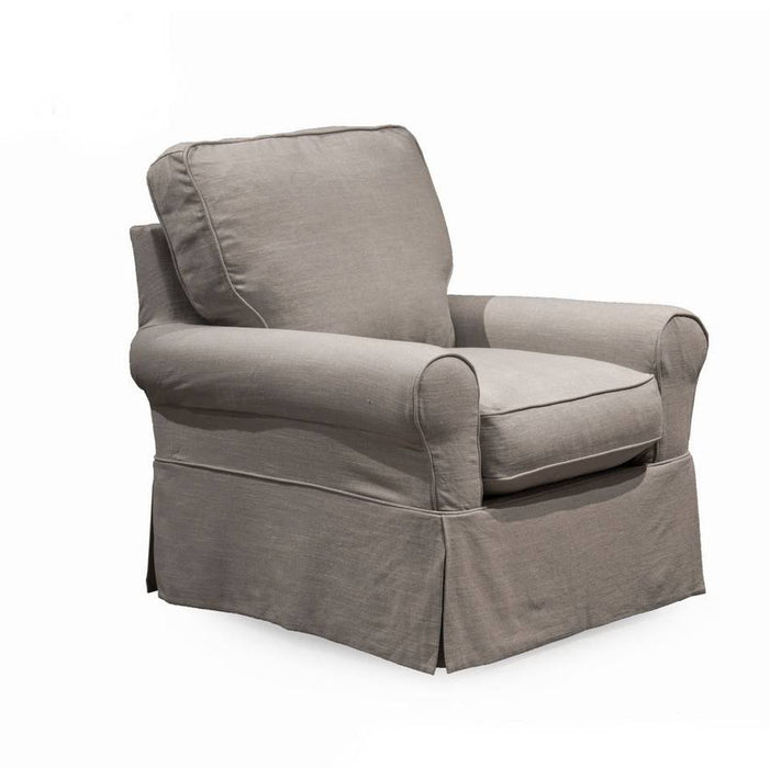 Sunset Trading Horizon Slipcovered Swivel Rocking Chair | Light Gray SU-114993-220591