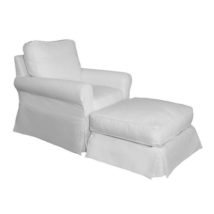 Sunset Trading Horizon Slipcovered Swivel Rocking Chair and Ottoman | Stain Resistant Performance Fabric | White SU-114993-30-391081