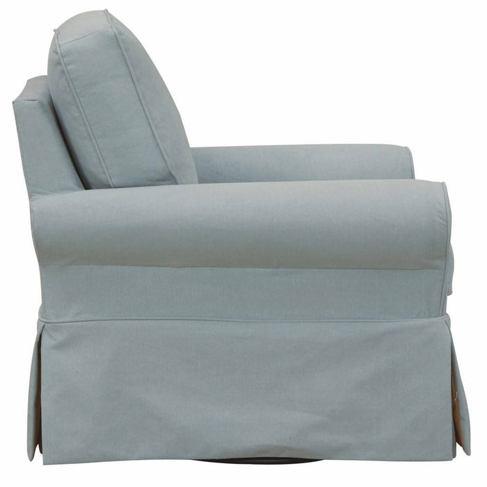 Sunset Trading Horizon Slipcovered Swivel Rocking Chair | Stain Resistant Performance Fabric | Ocean Blue SU-114993-391043