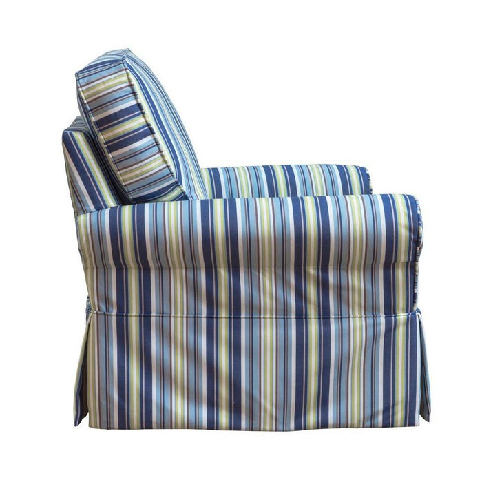 Sunset Trading Horizon Slipcovered Swivel Rocking Chair | Stain Resistant Performance Fabric | Beach Striped SU-114993-395245