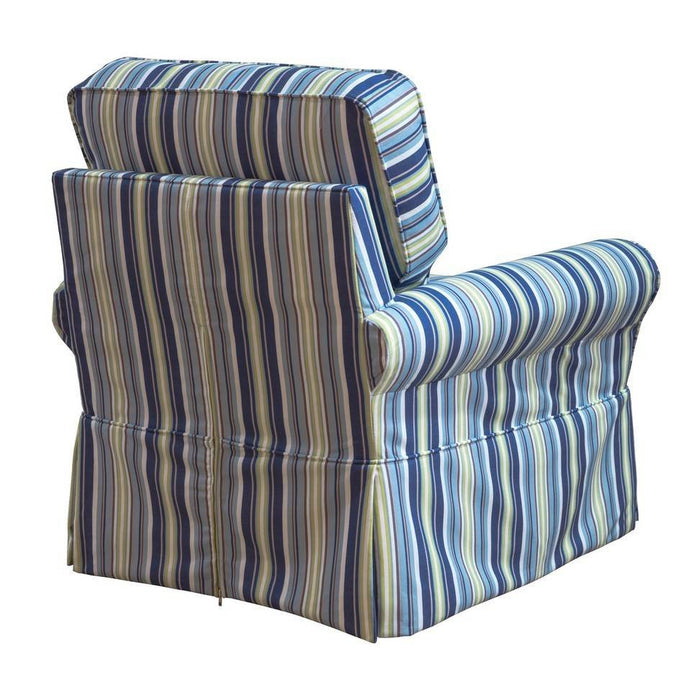 Sunset Trading Horizon Slipcovered Swivel Rocking Chair | Stain Resistant Performance Fabric | Beach Striped SU-114993-395245
