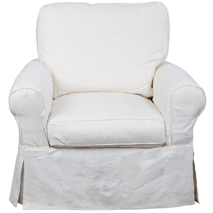 Sunset Trading Horizon Slipcovered Swivel Rocking Chair | Warm White  SU-114993-423080