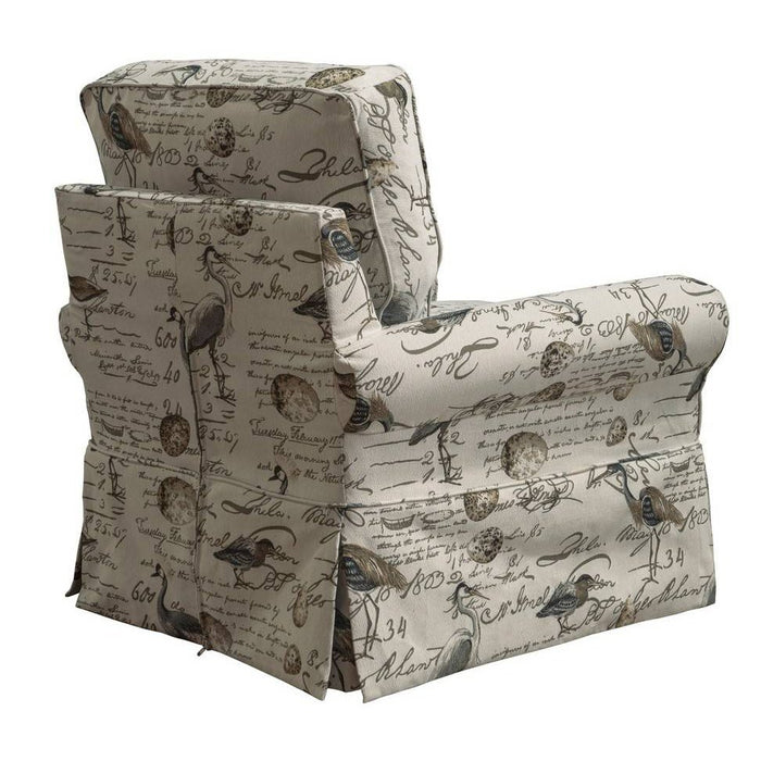 Sunset Trading Horizon Slipcovered Swivel Rocking Chair | Bird Script SU-114993-854825