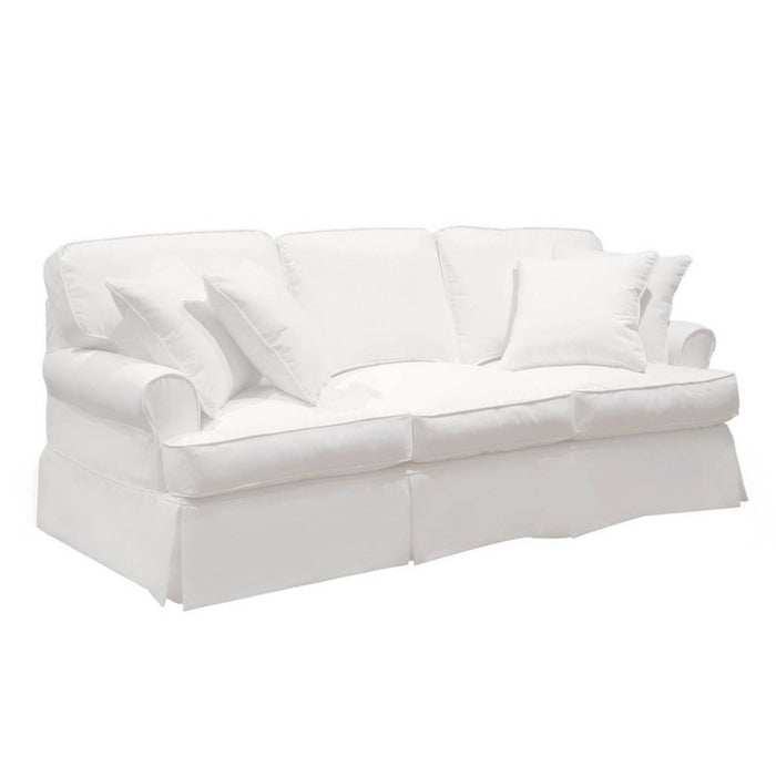 Sunset Trading Horizon T-Cushion Slipcovered Sofa | Stain Resistant Performance Fabric | White SU-117600-391081