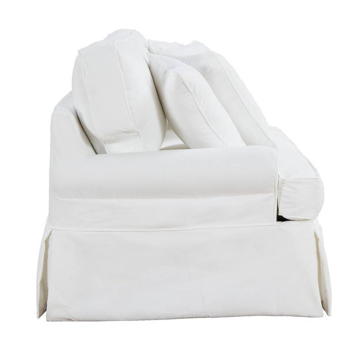 Sunset Trading Horizon T-Cushion Slipcovered Sofa | Stain Resistant Performance Fabric | White SU-117600-391081