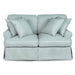 Sunset Trading Horizon T-Cushion Slipcovered Loveseat | Stain Resistant Performance Fabric | Ocean Blue SU-117610-391043