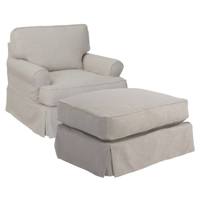 Sunset Trading Horizon Slipcovered T-Cushion Chair with Ottoman | Light Gray  SU-117620-30-220591