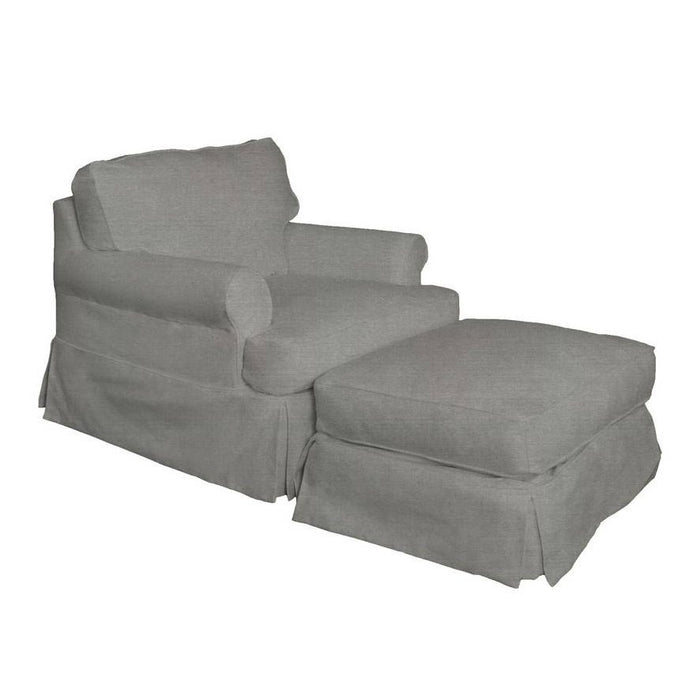 Sunset Trading Horizon Slipcovered T-Cushion Chair with Ottoman | Stain Resistant Performance Fabric | Gray SU-117620-30-391094