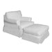 Sunset Trading Horizon Slipcovered T-Cushion Chair with Ottoman | Warm White SU-117620-30-423080