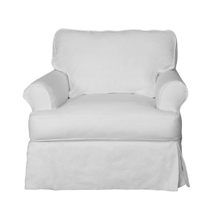 Sunset Trading Horizon Slipcovered T-Cushion Chair | Stain Resistant Performance Fabric | White SU-117620-391081