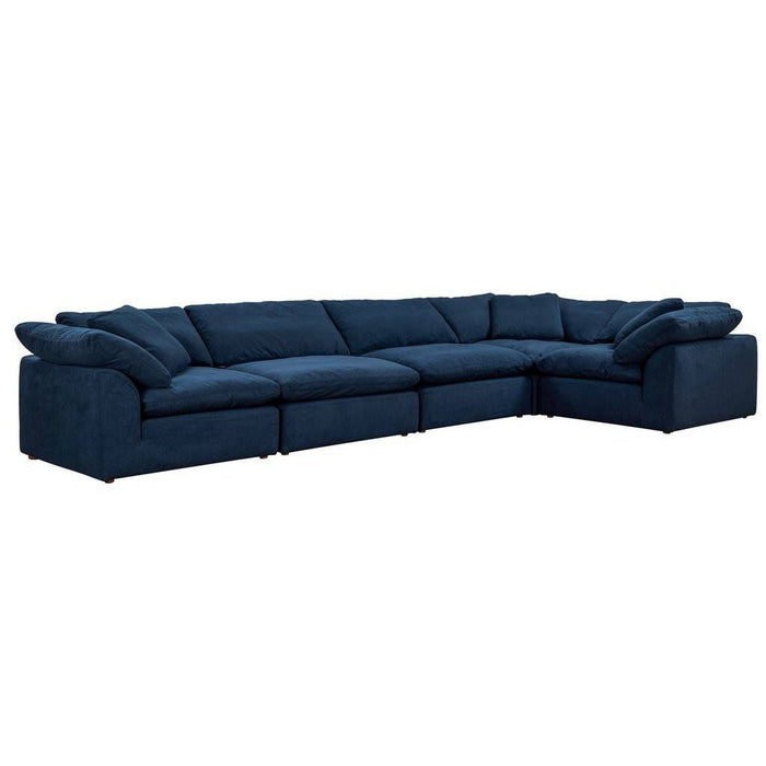 Sunset Trading Cloud Puff 5 Piece 176" Wide Slipcovered Modular Sectional Sofa | Stain Resistant Performance Fabric | Navy Blue SU-1458-49-3C-2A