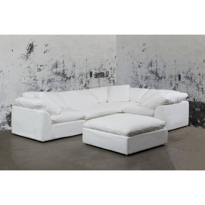 Sunset Trading Cloud Puff 3 Piece 88" Wide Slipcovered Modular Sectional Small L Shaped Sofa | Stain Resistant Performance Fabric | White  SU-1458-81-3C
