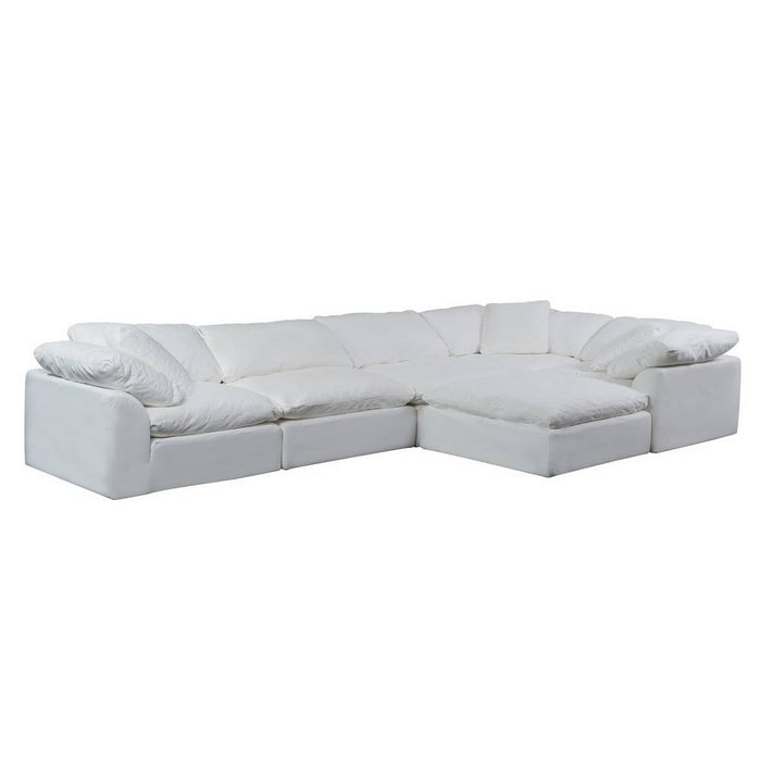 Sunset Trading Cloud Puff 6 Piece 176" Wide Slipcovered Modular L Shaped Sectional Sofa with Ottoman | Stain Resistant Performance Fabric | White  SU-1458-81-3C-2A-1O