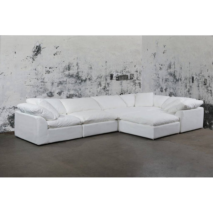 Sunset Trading Cloud Puff 6 Piece 176" Wide Slipcovered Modular L Shaped Sectional Sofa with Ottoman | Stain Resistant Performance Fabric | White  SU-1458-81-3C-2A-1O