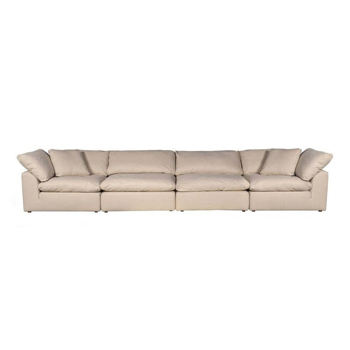 Sunset Trading Cloud Puff 4 Piece 176" Wide Slipcovered Modular Sectional Sofa | Stain Resistant Performance Fabric | Tan  SU-1458-84-2C-2A
