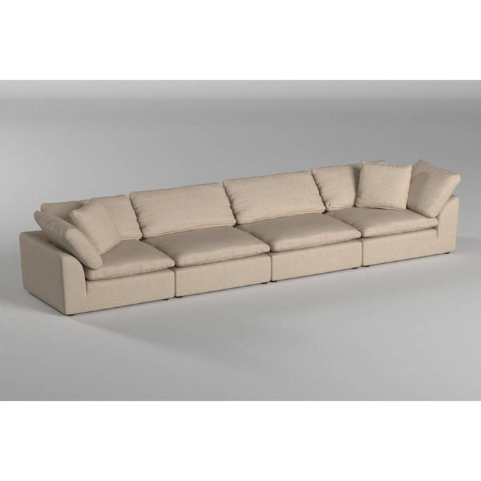 Sunset Trading Cloud Puff 4 Piece 176" Wide Slipcovered Modular Sectional Sofa | Stain Resistant Performance Fabric | Tan  SU-1458-84-2C-2A