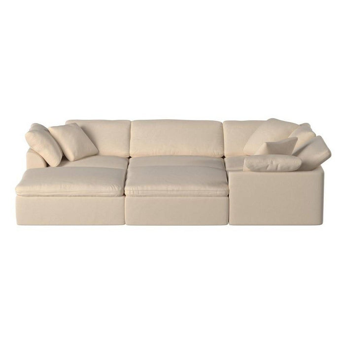 Sunset Trading Cloud Puff 3 Piece 88" Wide Slipcovered Modular Sectional Small L Shaped Sofa | Stain Resistant Performance Fabric | Tan  SU-1458-84-3C